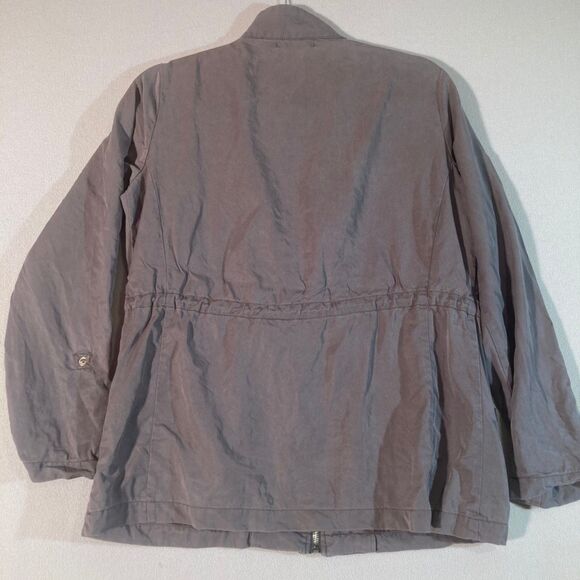 Bishop + Young Utility Jacket Sz S Taupe Brown Tencel Roll Tab Lightweight Coat - Picture 9 of 10